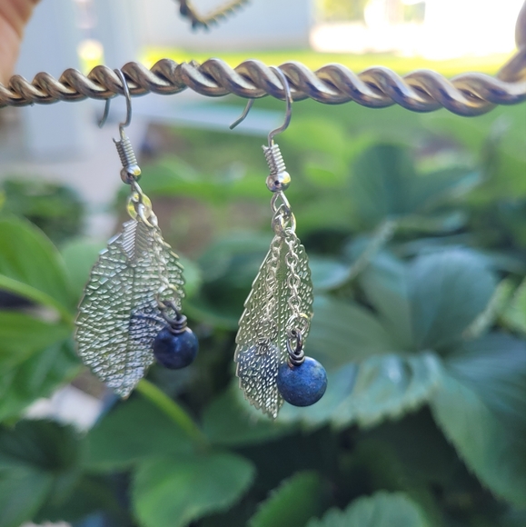 Lapis Dangle Earrings - Picture 2 of 2